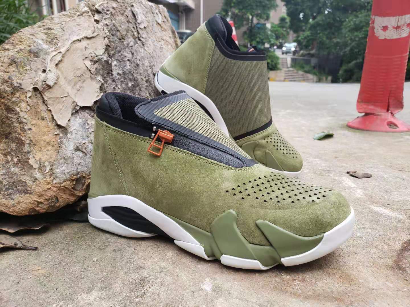 New 2019 Air Jordan 14 Retro Zipper Army Green Black